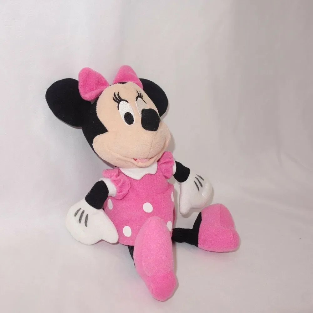 Disney Minnie Mouse Plush Doll Pink Polka Dot Dress and Bow White Bloomers